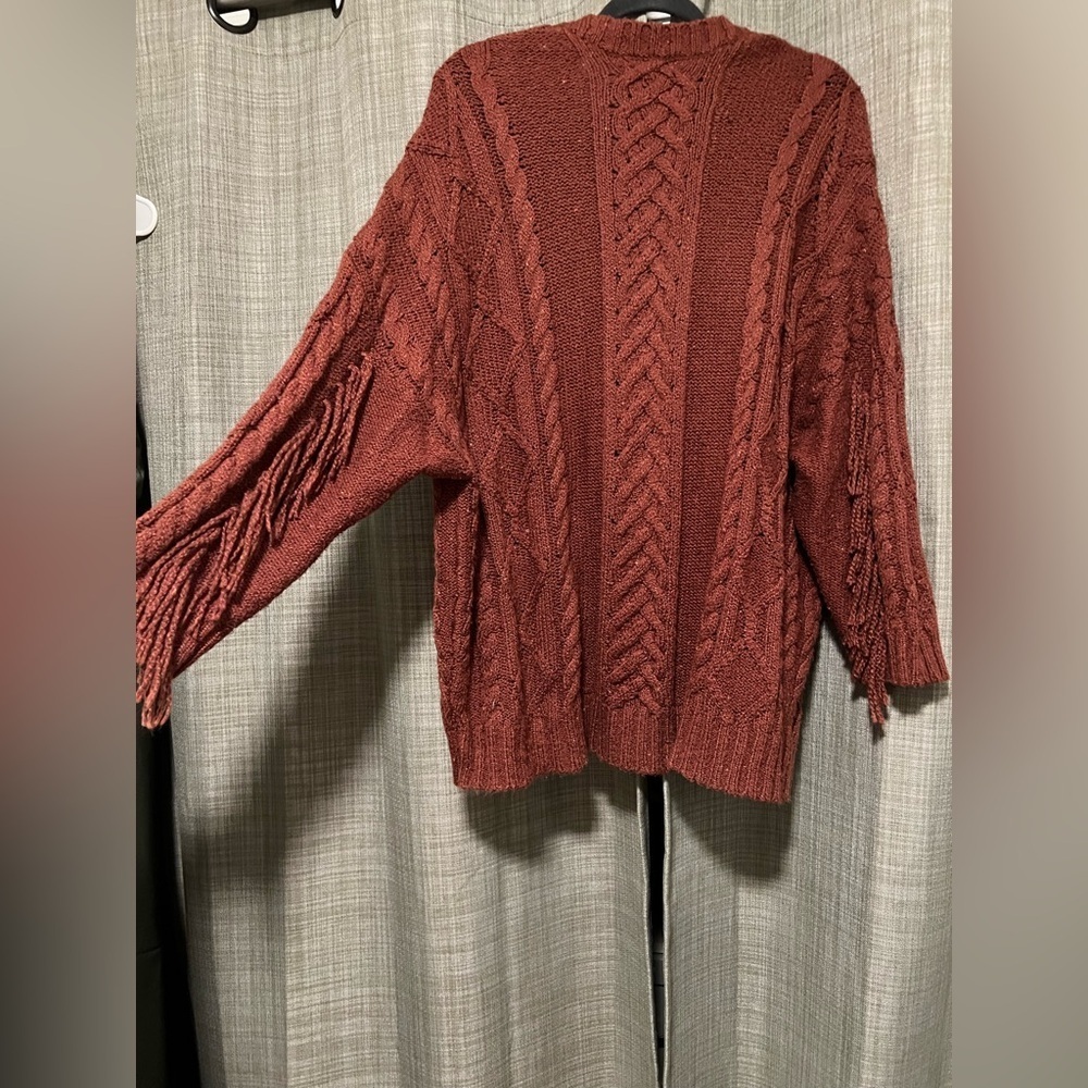 American Eagle Cozy Cable Knit cardigan in Rust